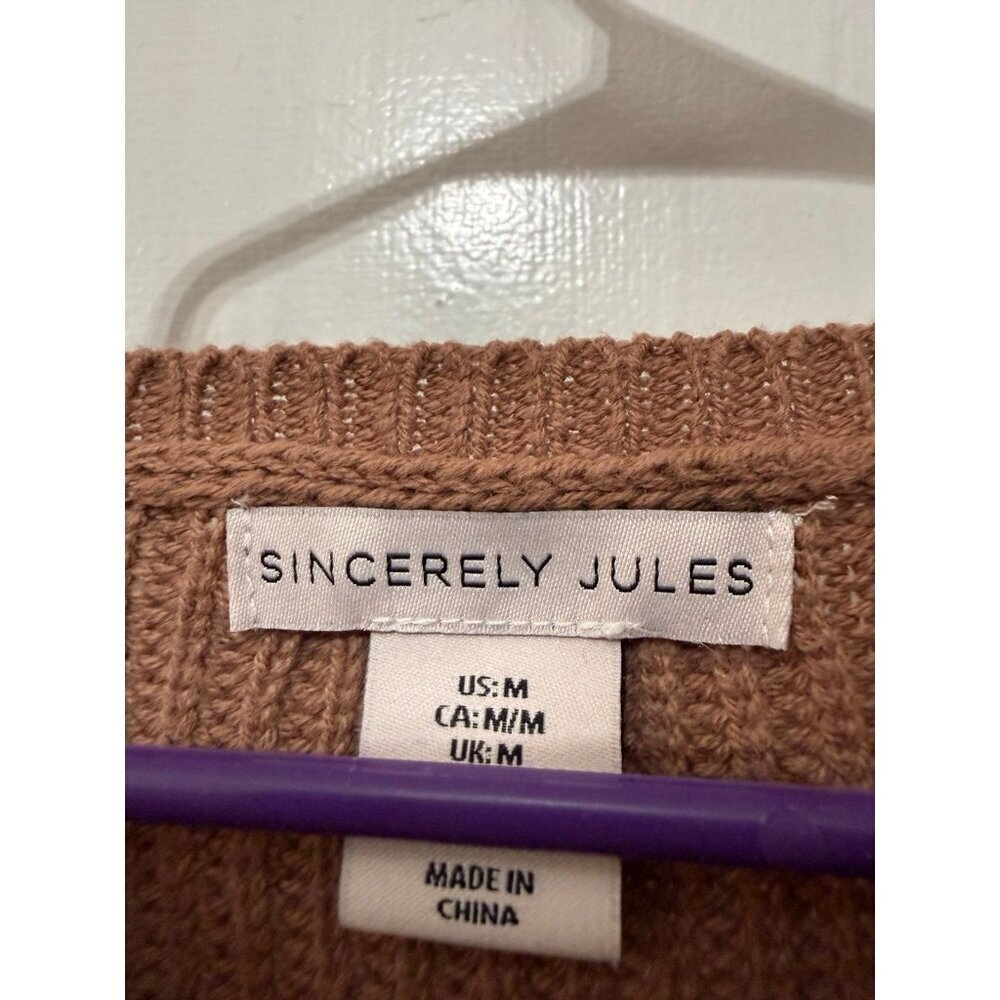 Sincerely Jules women’s size medium brown knit shirt - Picture 5 of 7